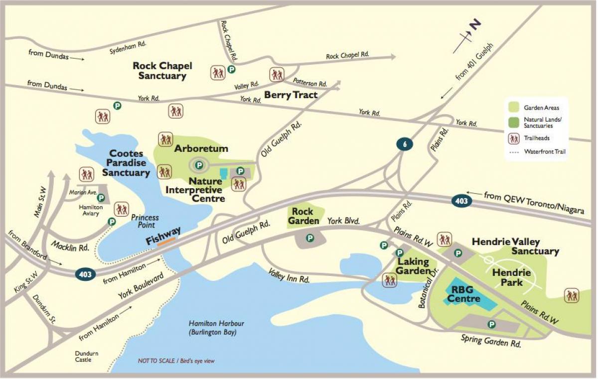 Mapa do Real jardim botânico Toronto