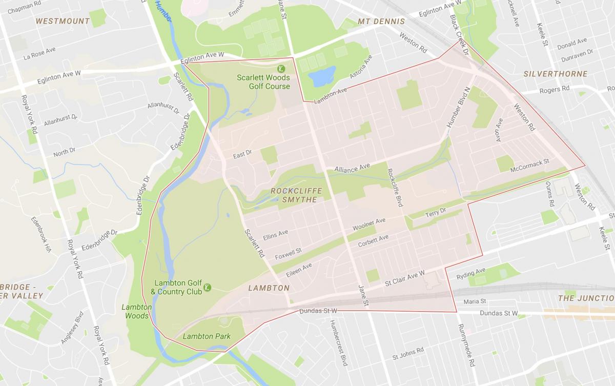 Mapa de Rockcliffe–Smythe bairro de Toronto