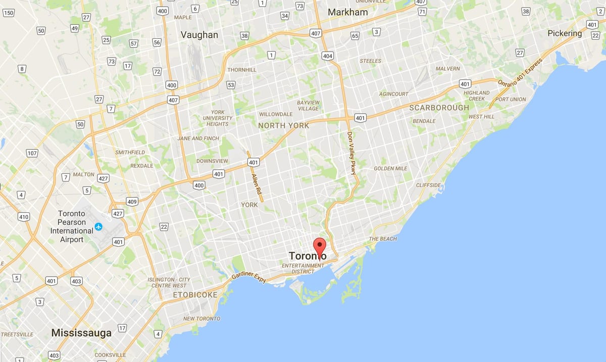 Mapa de São Lourenço, distrito de Toronto