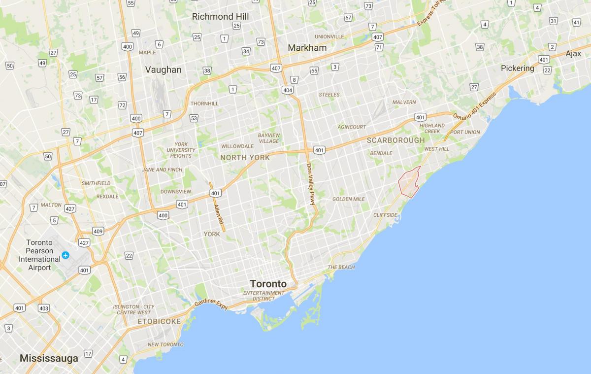 Mapa de Scarborough, na Aldeia do distrito de Toronto