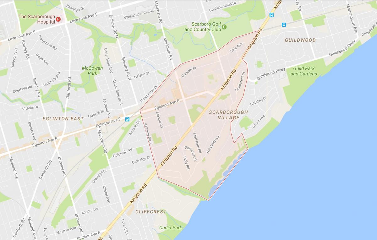 Mapa de Scarborough, na Aldeia bairro de Toronto