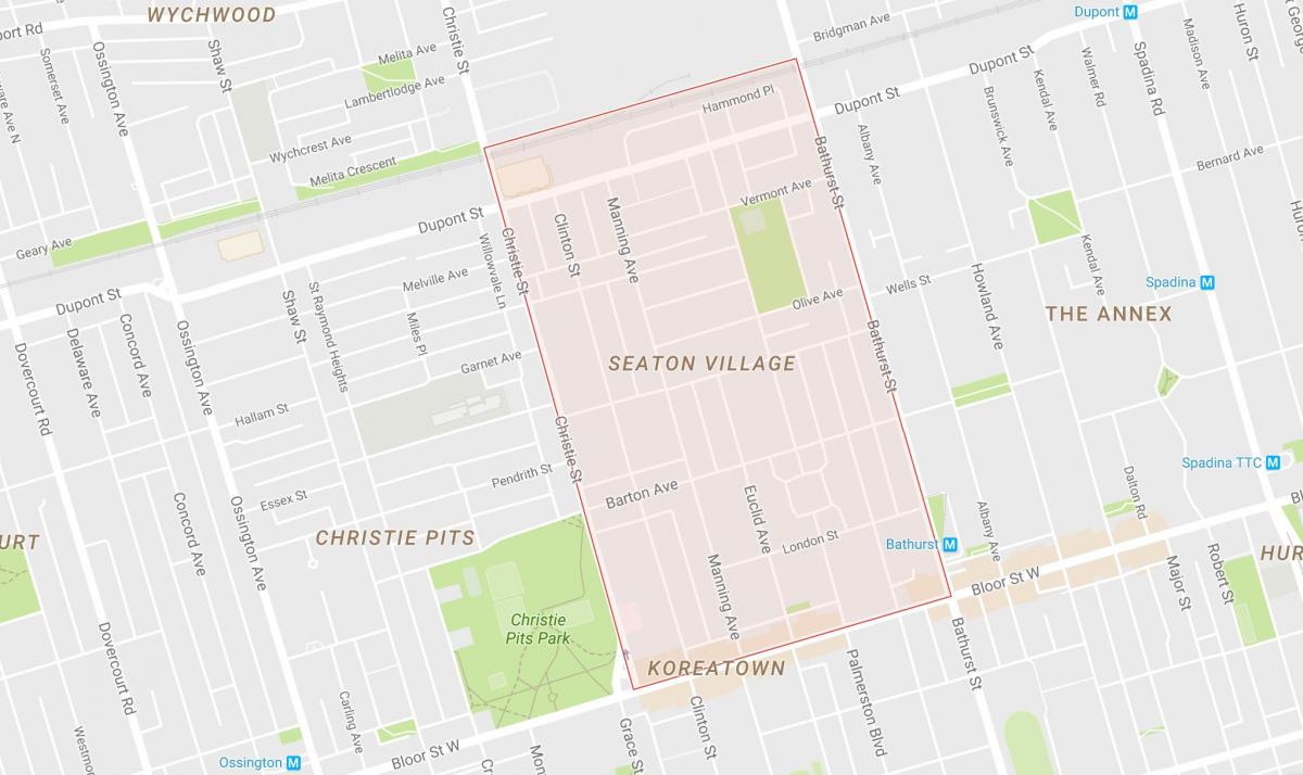 Mapa de Seaton Aldeia bairro de Toronto