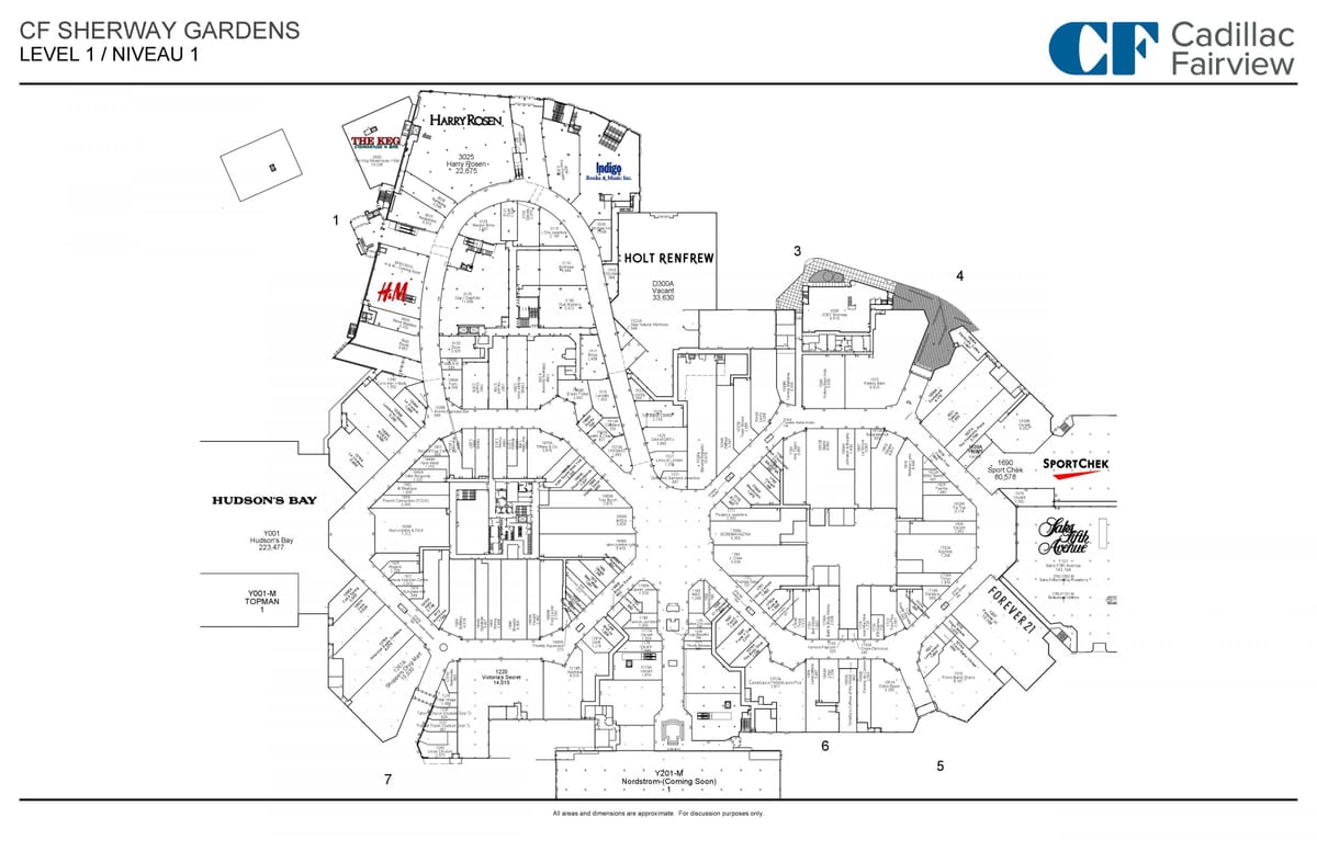 Mapa de Sherway Gardens nível 1