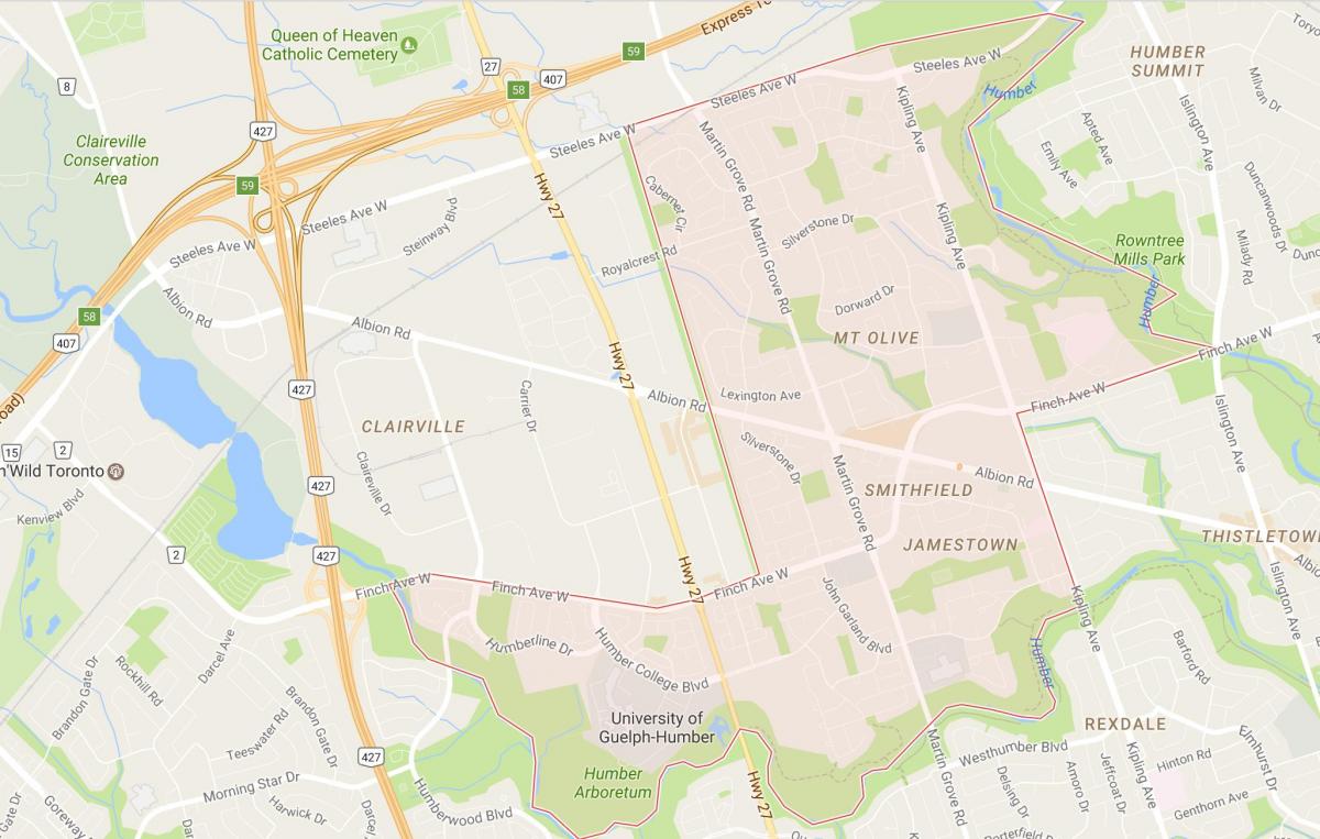 Mapa da Smithfield bairro de bairro de Toronto