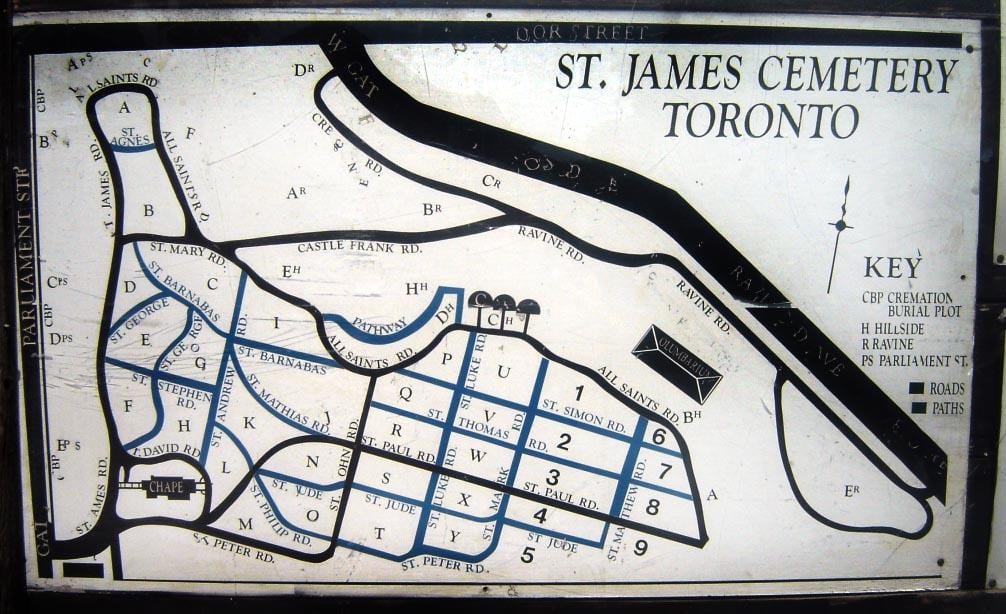 Mapa de St James cemitério