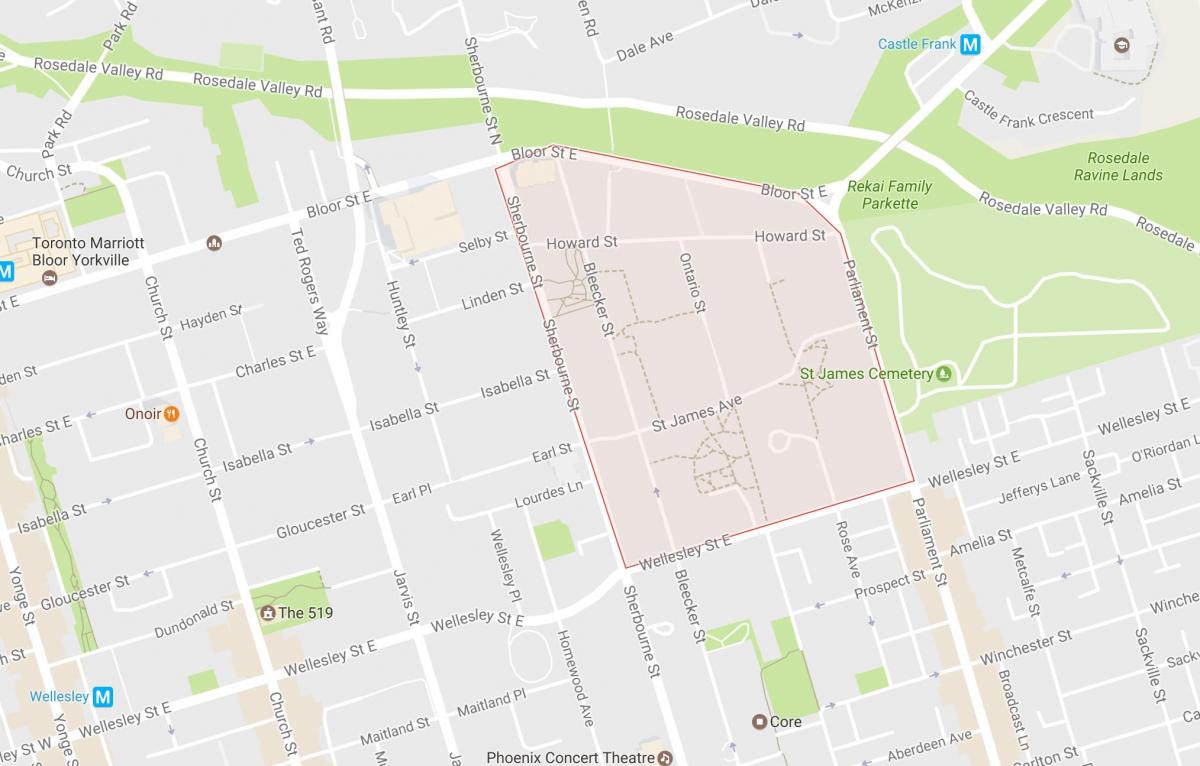 Mapa de St. James, bairro Cidade de Toronto
