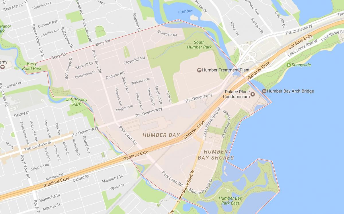 Mapa de Stonegate-Queensway bairro de bairro de Toronto