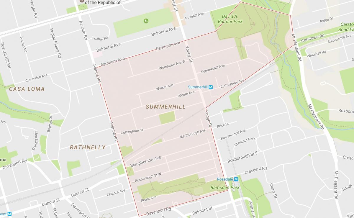Mapa de Summerhill bairro de Toronto
