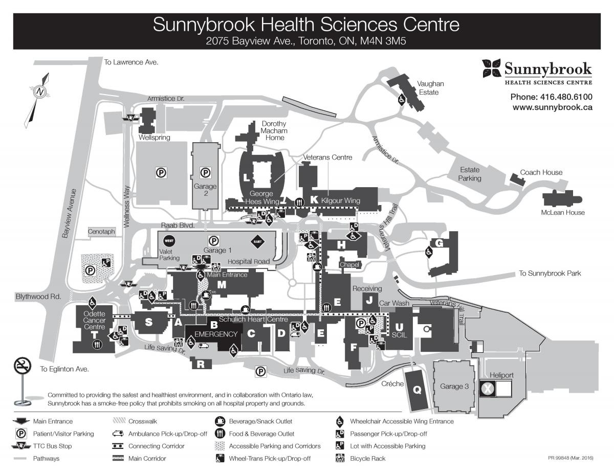 Mapa de Sunnybrook Health sciences centre - SHSC