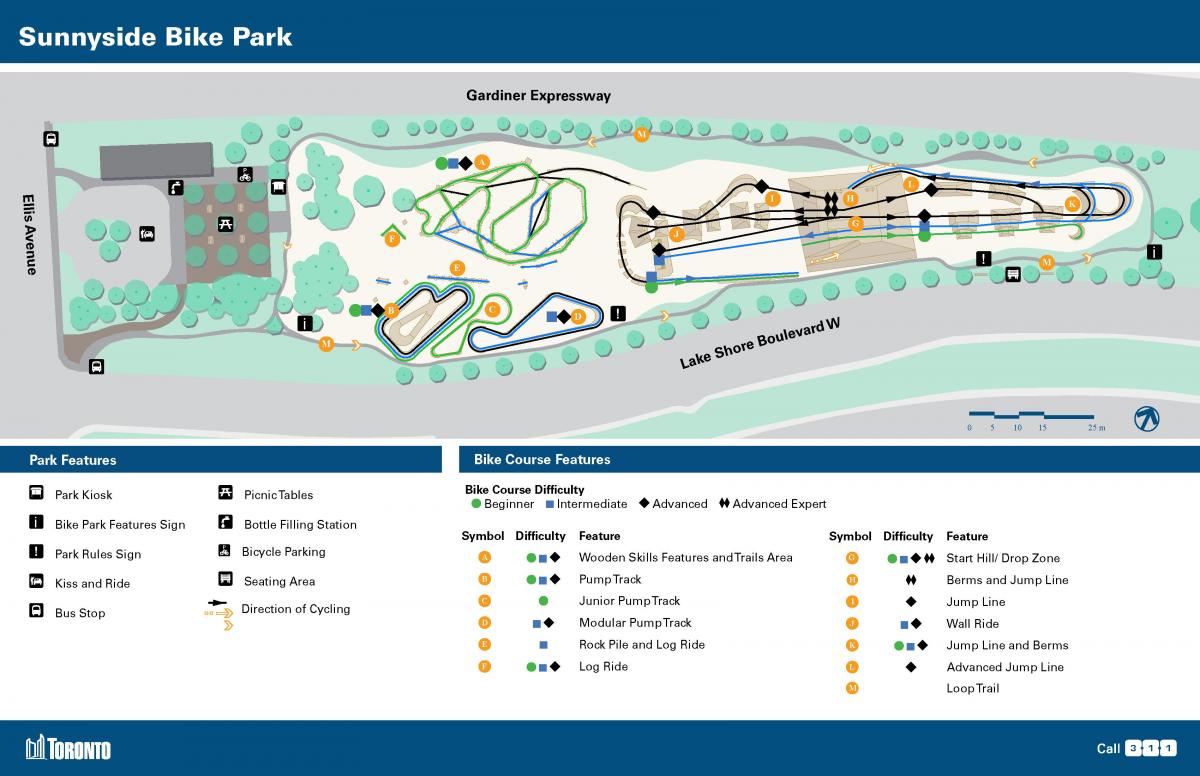 Mapa de Sunnyside Bike Park em Toronto