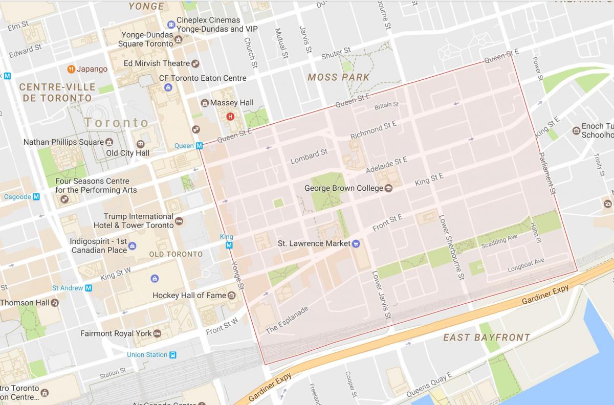 Mapa de São Lourenço do bairro de Toronto
