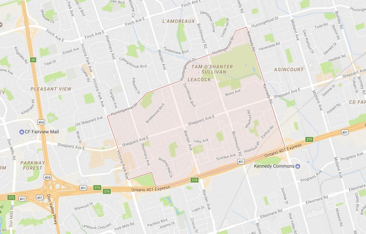 Mapa da Tam O'Shanter – Sullivan bairro de Toronto