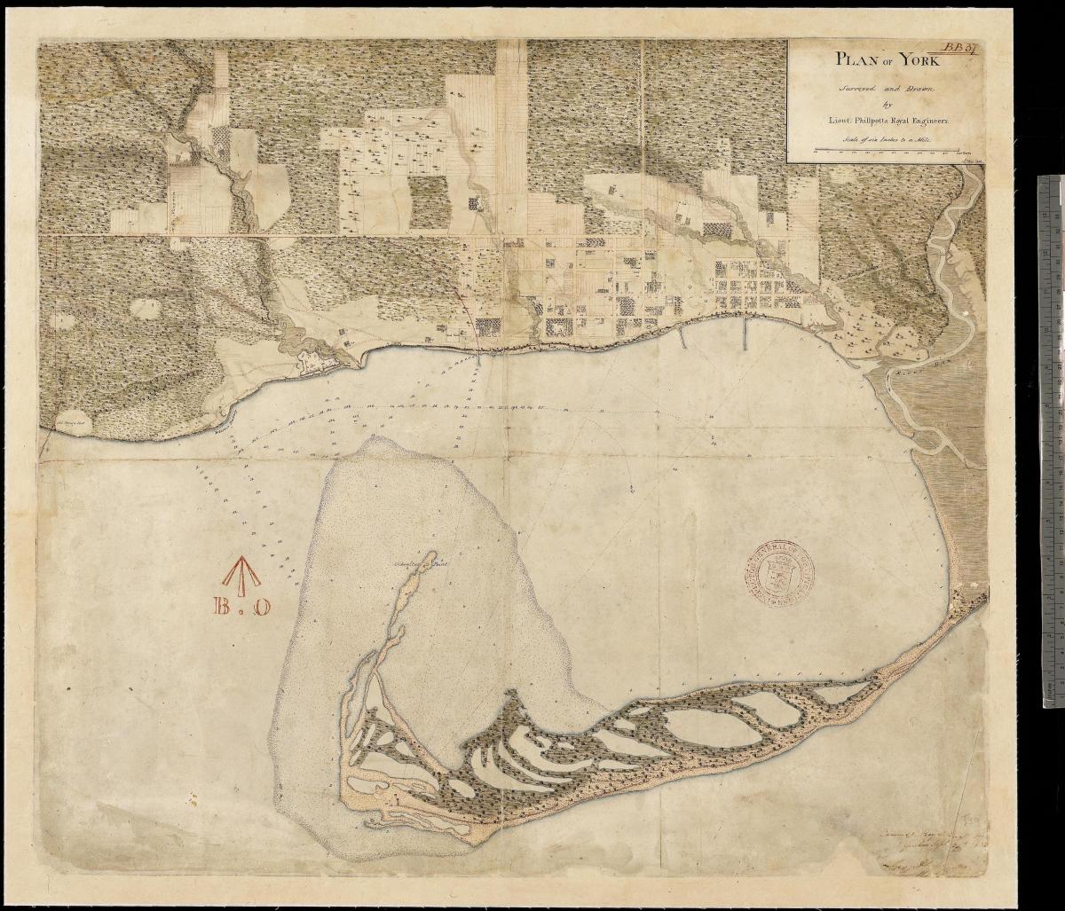 Mapa da terra de York, em Toronto primeiro centure 1787-1884