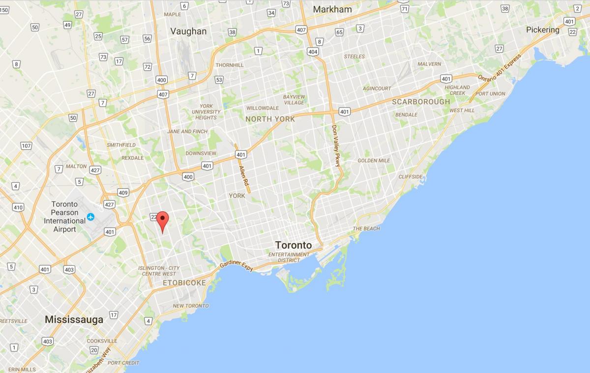 Mapa de Thorncrest Aldeia do distrito de Toronto