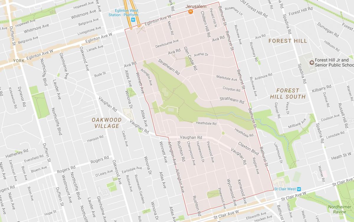 Mapa de Tichester bairro de Toronto