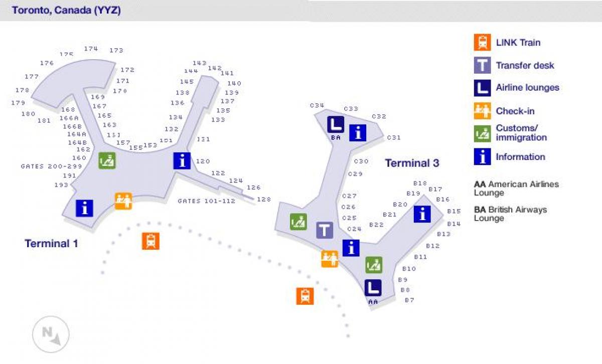 Mapa de Toronto airport portões