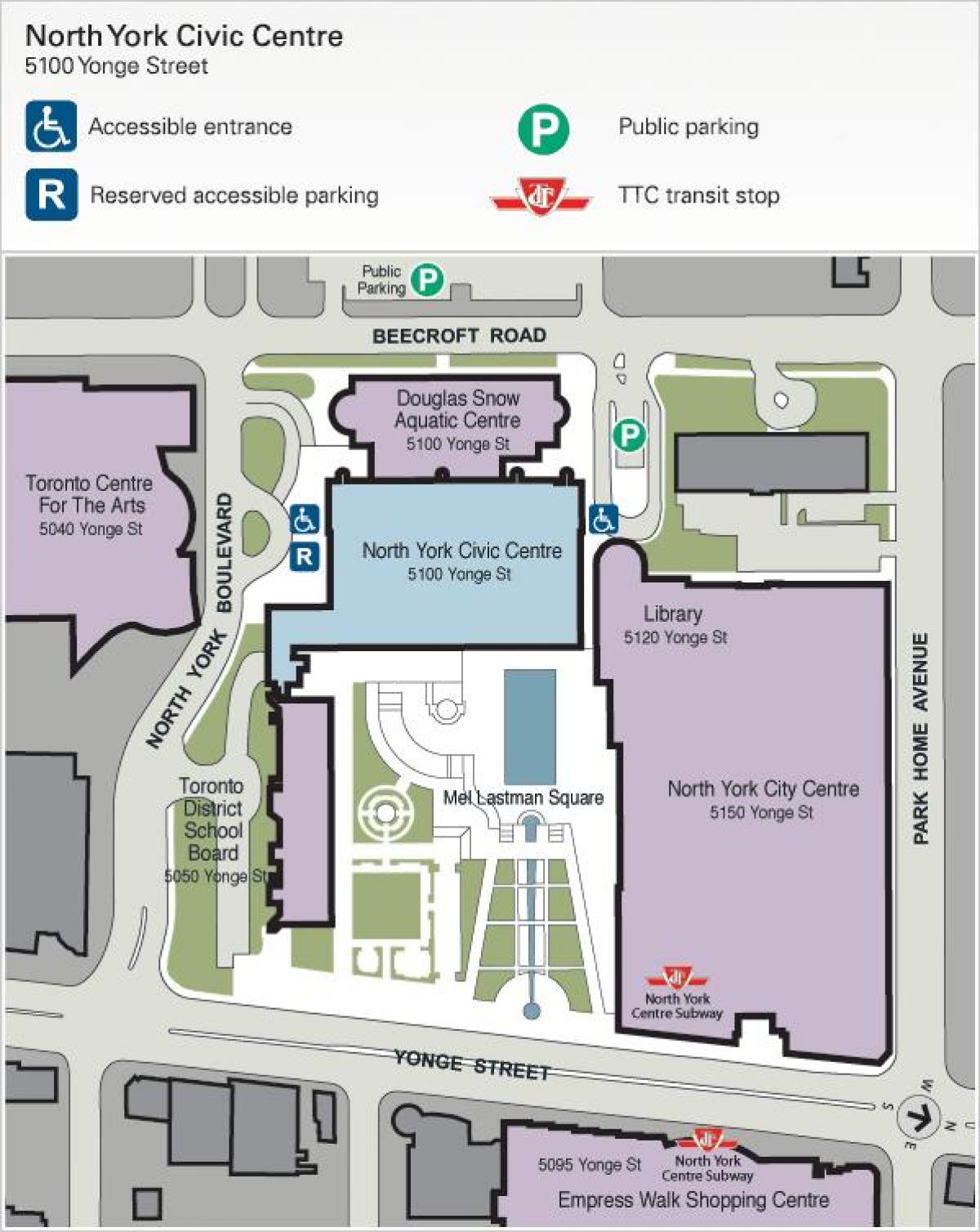 Mapa de Toronto Centre for the Arts estacionamento