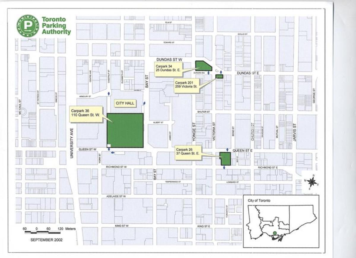 Mapa de Toronto City Hall estacionamento