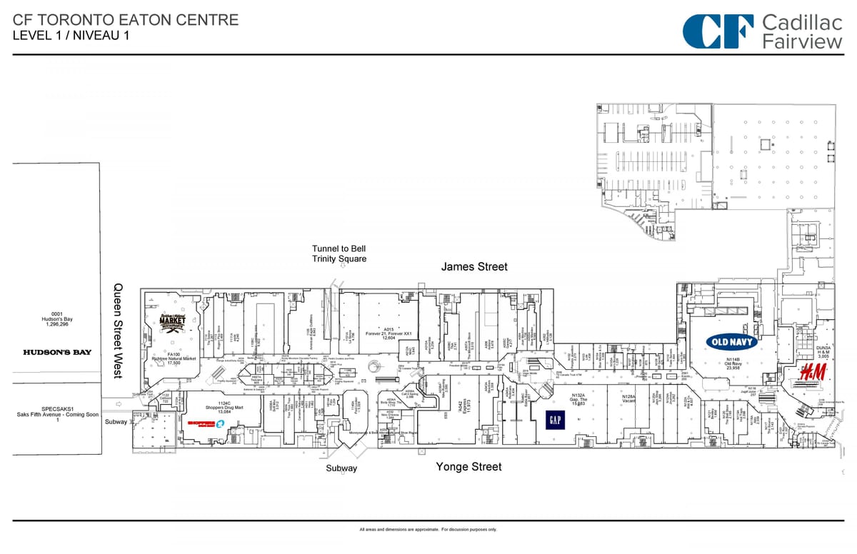 Mapa de Toronto Comido Centro de nível 1