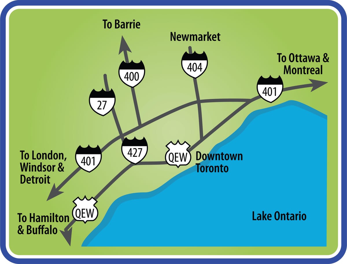 Mapa de Toronto direcções de condução