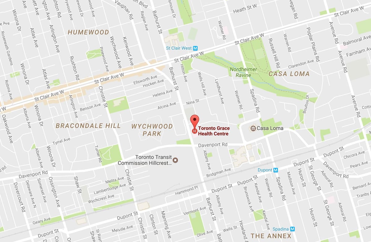 Mapa de Toronto Graça Centro de Saúde