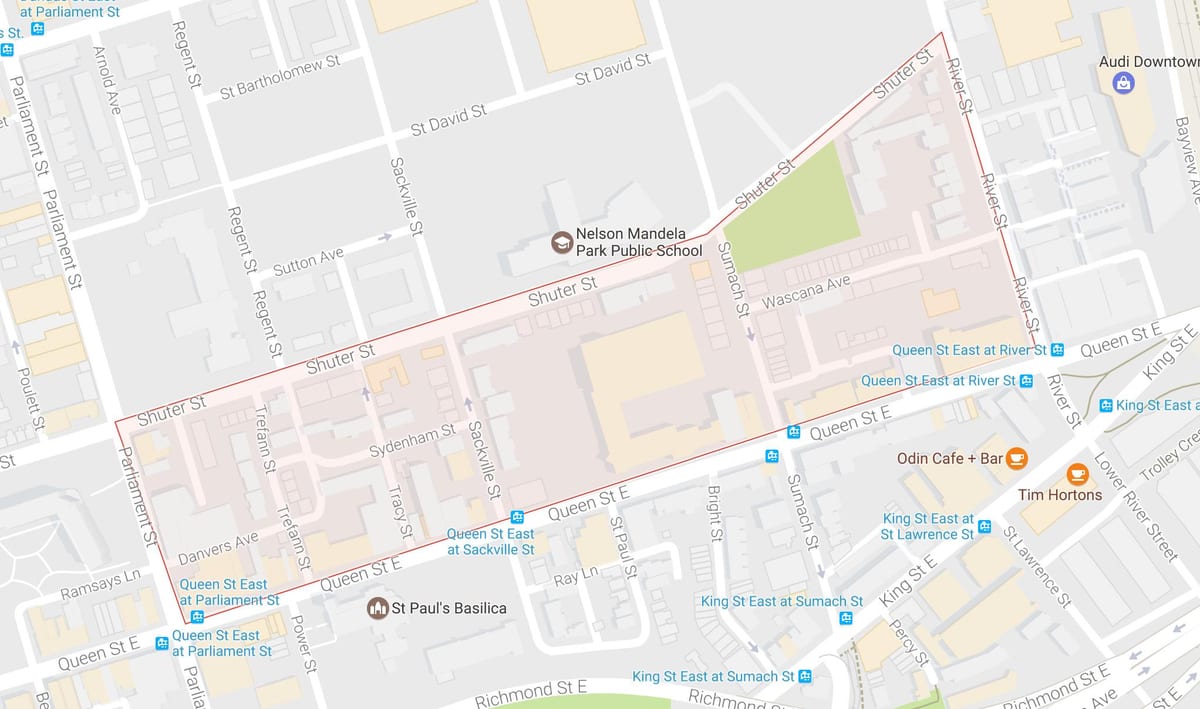 Mapa de Trefann Tribunal bairro de Toronto
