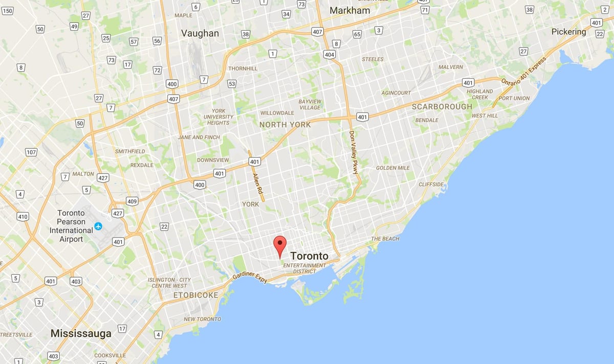 Mapa da Trindade–Bellwoods distrito de Toronto