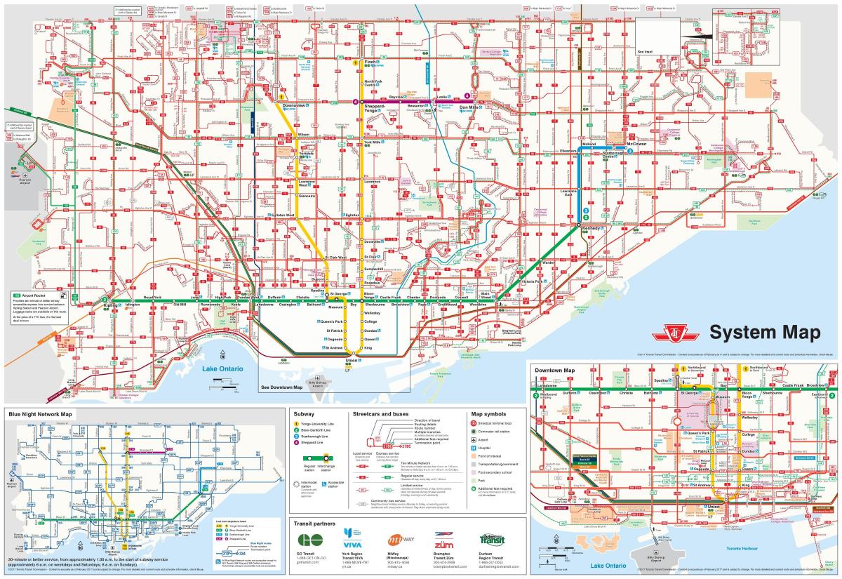 Mapa do TTC rotas de ônibus