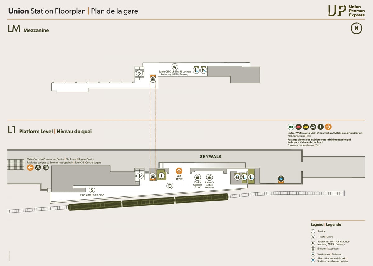Mapa da Union station nível da plataforma