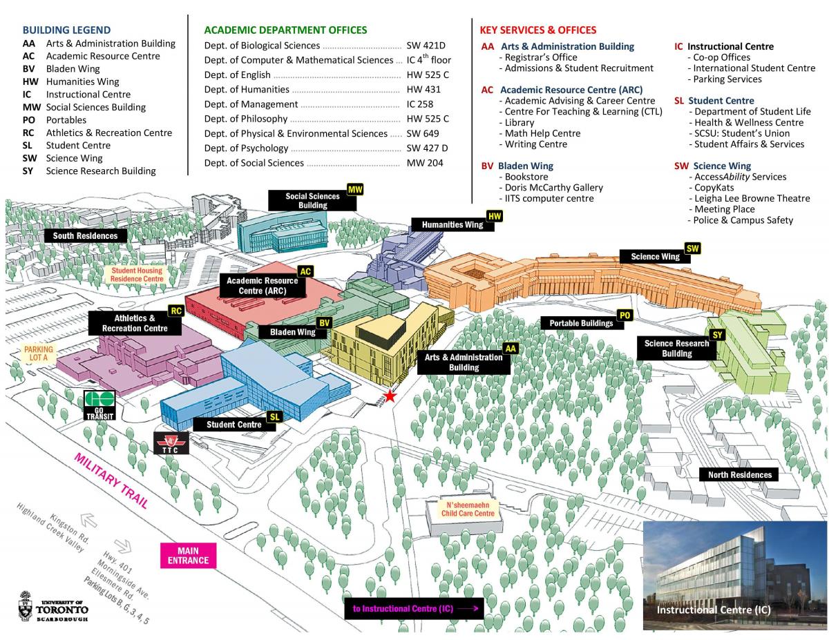 Mapa da universidade de Toronto Scarborough campus