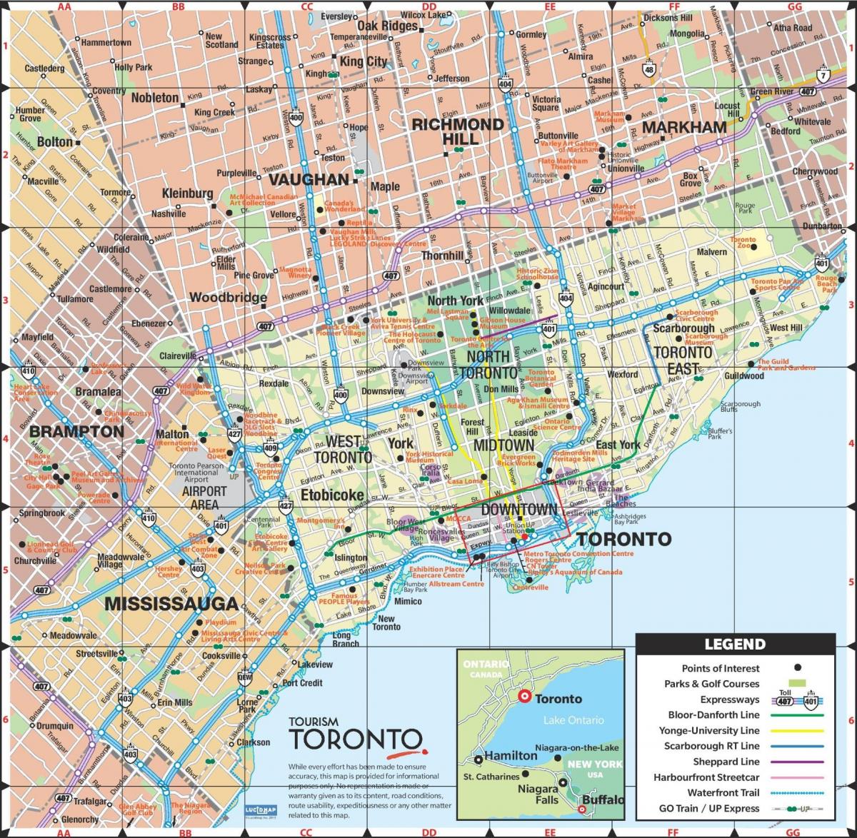 Mapa de vias Expressas em Toronto