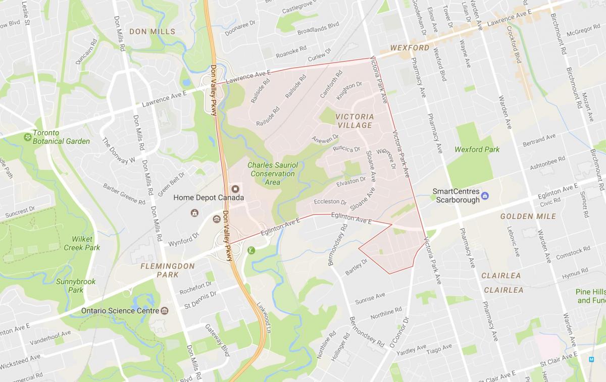 Mapa de Victoria Village, bairro de Toronto