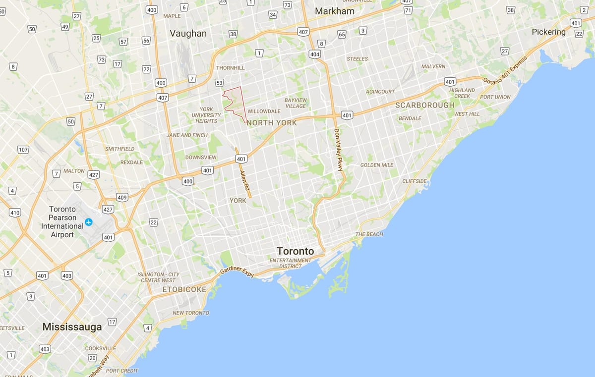 Mapa de Westminster–Branson distrito de Toronto