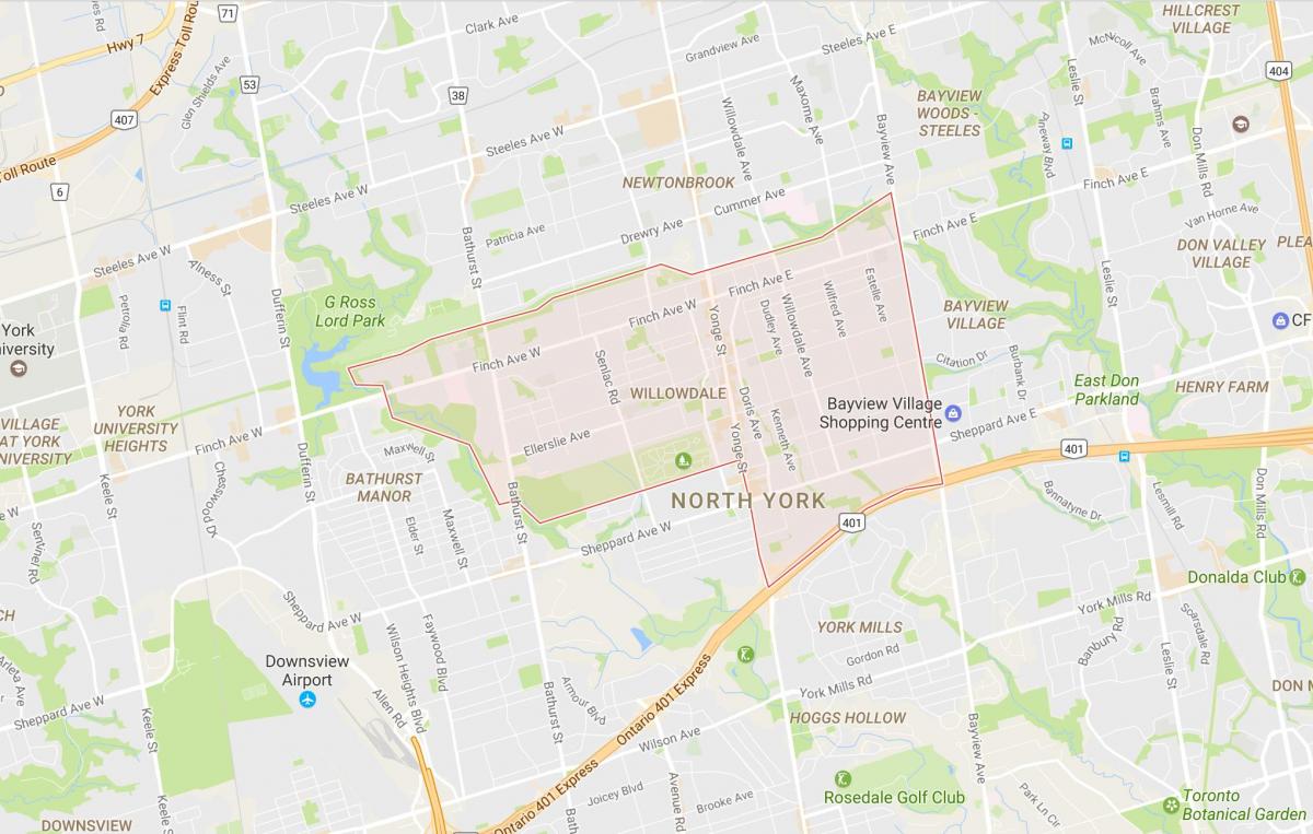 Mapa de Willowdale bairro de Toronto