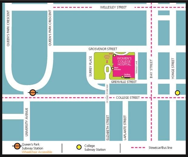 Mapa do women's College Hospital de Toronto