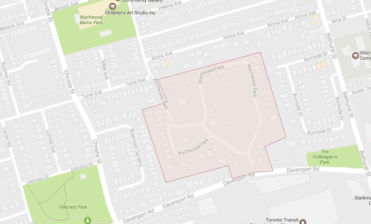 Mapa de Wychwood Parque bairro de Toronto