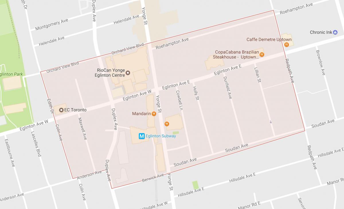 Mapa da Yonge e Eglinton bairro de Toronto