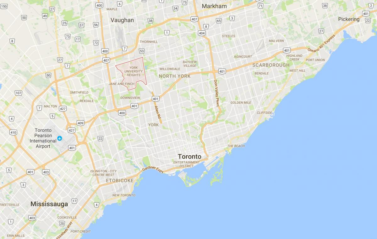 Mapa da York University Heights distrito de Toronto