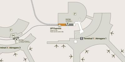 Mapa do aeroporto de Pearson estação de comboios