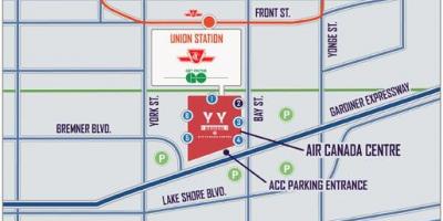 Mapa da Air Canada parque de estacionamento do Centro - ACC