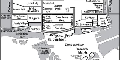 Mapa do Bairro ao Sul do Núcleo de Toronto