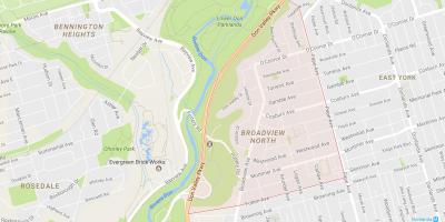 Mapa de Broadview Norte do bairro de Toronto