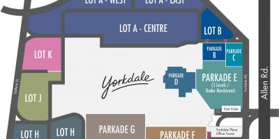 Mapa do parque de estacionamento do Centro Comercial Yorkdale