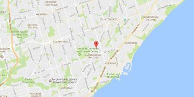 Mapa de Danforth estrada de Toronto