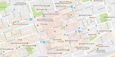Mapa do Distrito Financeiro bairro de Toronto