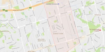 Mapa de Dorset Parque bairro de Toronto