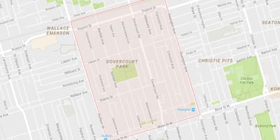 Mapa de Dovercourt Parque bairro de Toronto