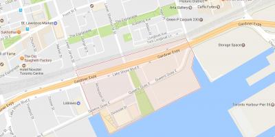 Mapa de East Bayfront bairro de Toronto