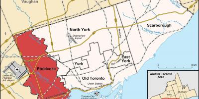 Mapa de Etobicoke distrito de Toronto