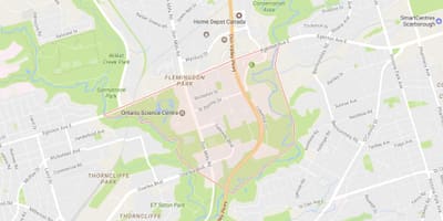 Mapa de Flemingdon Parque bairro de Toronto